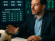 A sports analyst in a professional setting reviewing crucial data and statistics for an