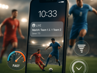 A smartphone showing a live sports notification with graphical overlays, symbolizing technology in sports