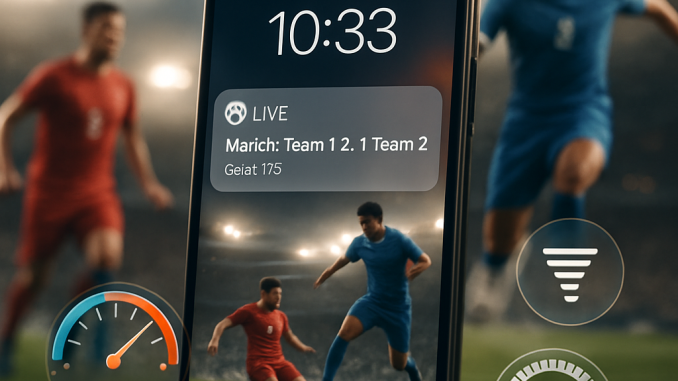 A smartphone showing a live sports notification with graphical overlays, symbolizing technology in sports