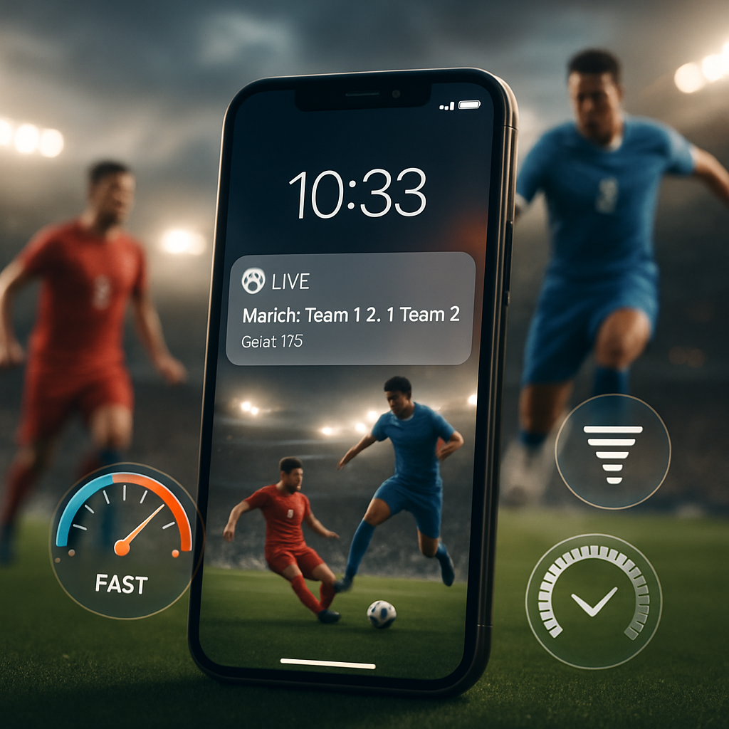 A smartphone showing a live sports notification with graphical overlays, symbolizing technology in sports