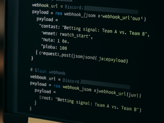 Computer screen with code for integrating betting signals into Discord and Slack via webhooks,
