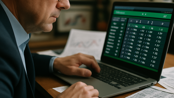 A sports analyst analyzing betting odds and statistics at a desk, focusing on qualitative